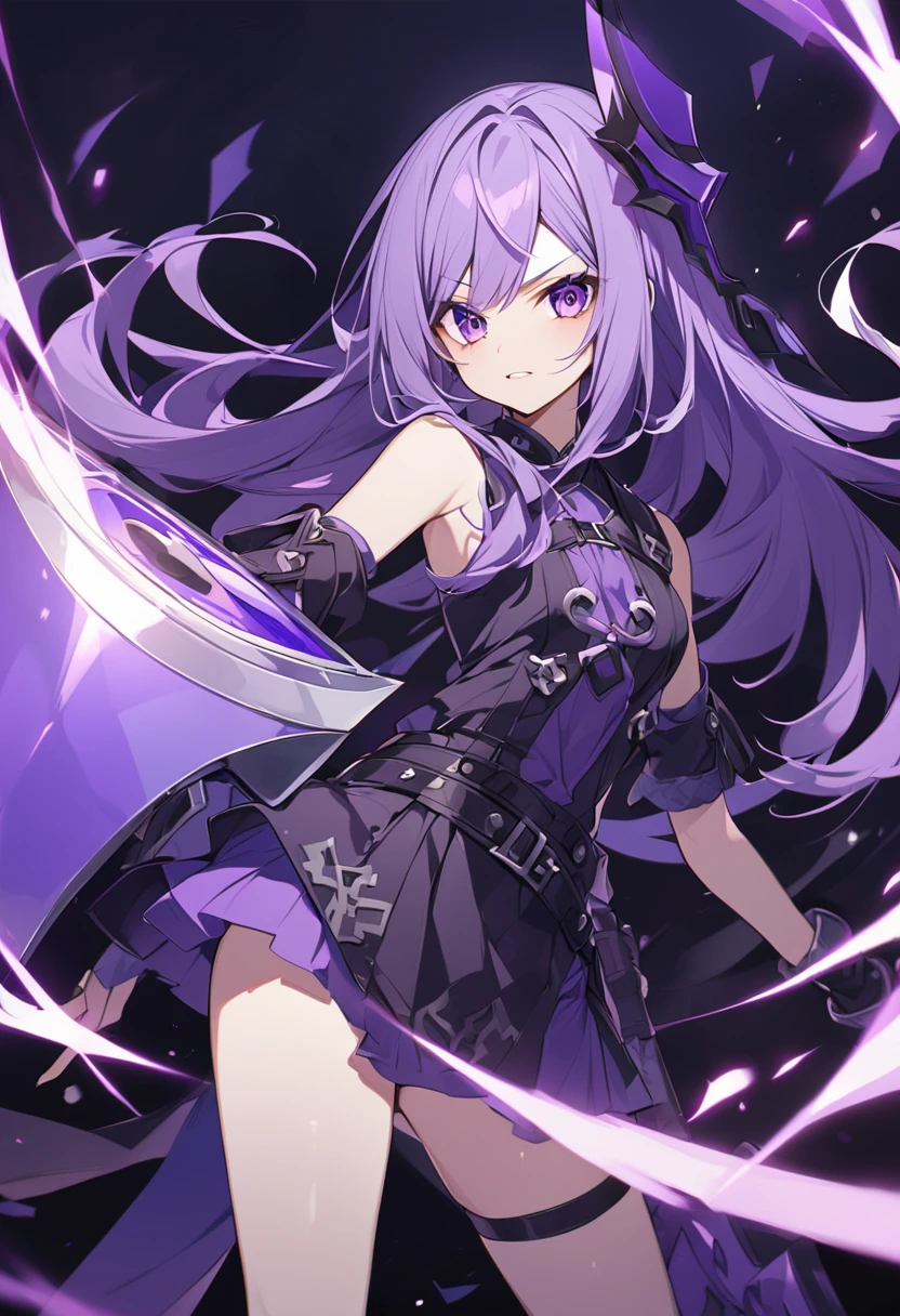 Keito。Purple Eyes。Purple Hair。Purple big axe