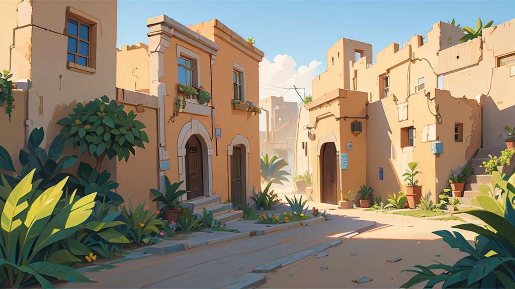 paisaje, City of Jericho ,epic biblical representation, some plants, bright sunny
