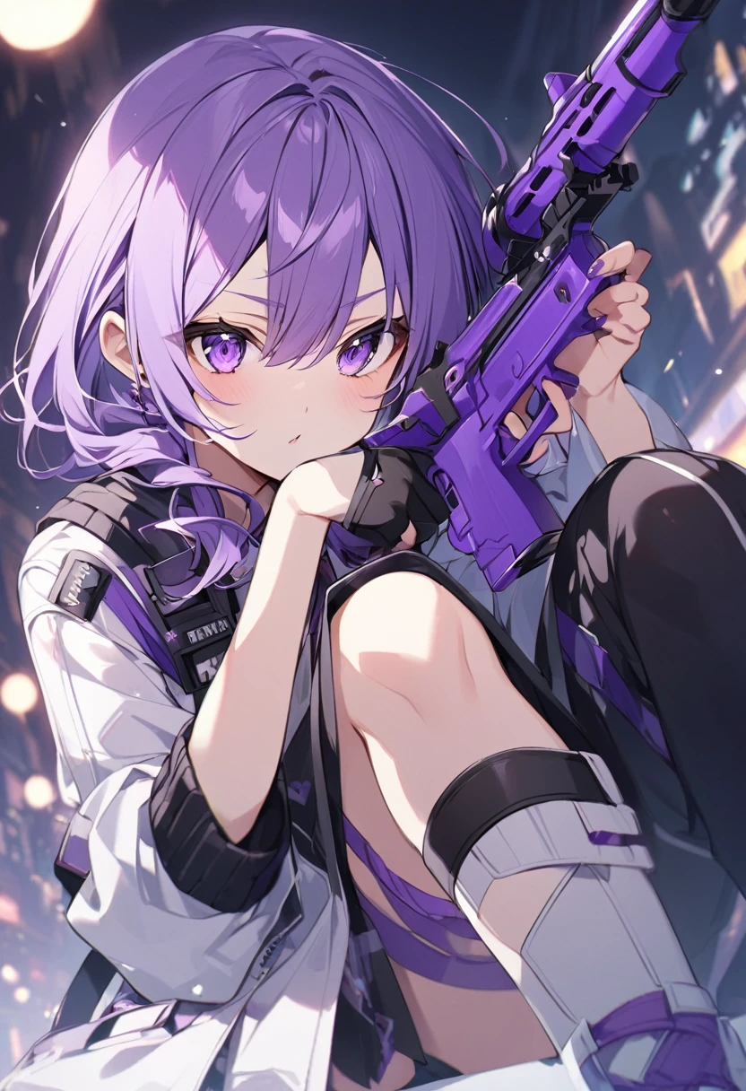 Keito。Purple Eyes。Purple Hair。Purple Gun