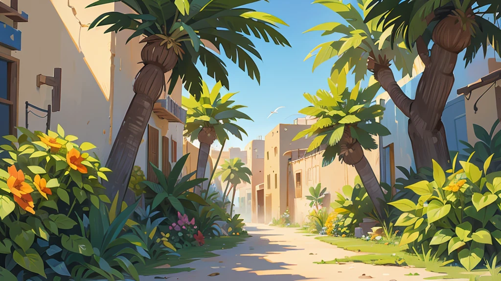 paisaje, City of Jericho ,epic biblical representation, some plants, bright sunny