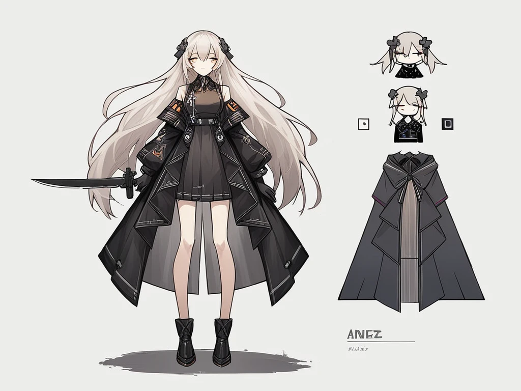 anime girl in a dress with a knife and a dress, concept art by Yang J, pixiv, shin hanga, from girls frontline, guweiz, fine details. girls frontline, anime full body illustration, girls frontline style, artwork in the style of guweiz, dressed with long fluent clothes, from arknights, hanayamata, style anime