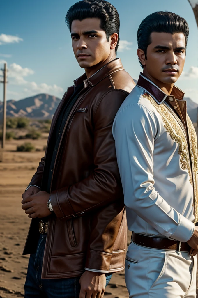 Valentín Elizalde and Chalino Sánchez photo realistic in 4k