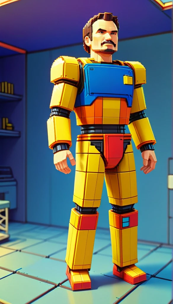 NESVoxelStyle man, tall, all body, colored, voxel, sci-fi, (retro game:0.5), (video game:0.5), 3D shape, 3D style, yellow clothe