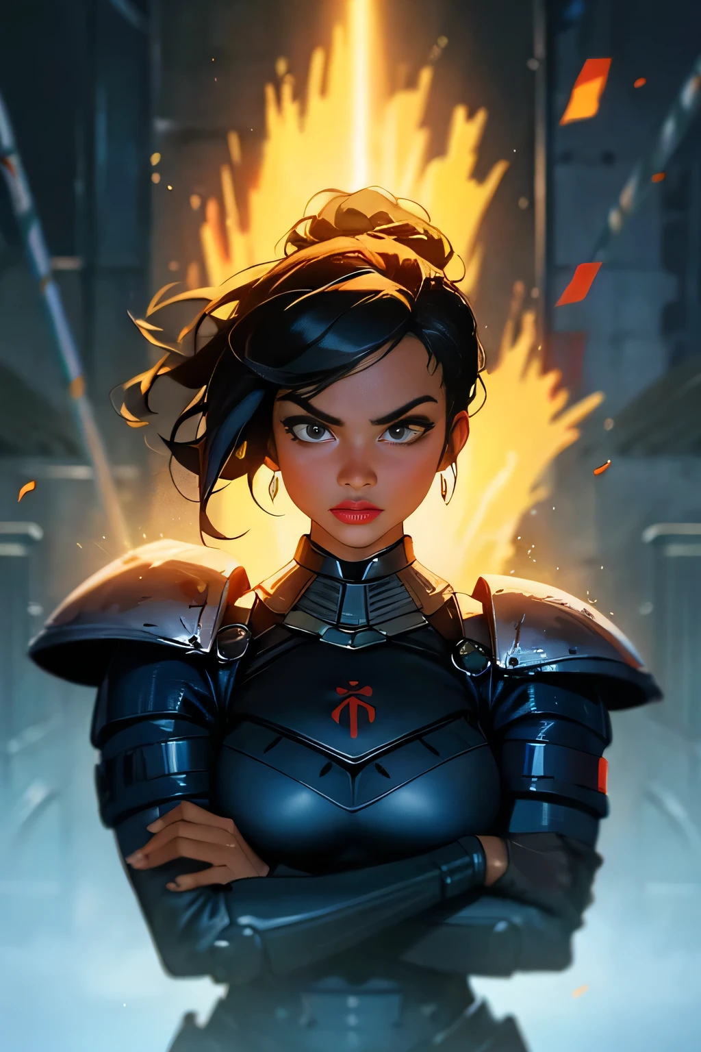 |
Tank Arena: Steel Battle Showdown! Epic Gameplay! Upper body. Twenty-five year old beautiful ebony woman. Dark skin, ebony skin, she wears hair bunsBlack eyes.