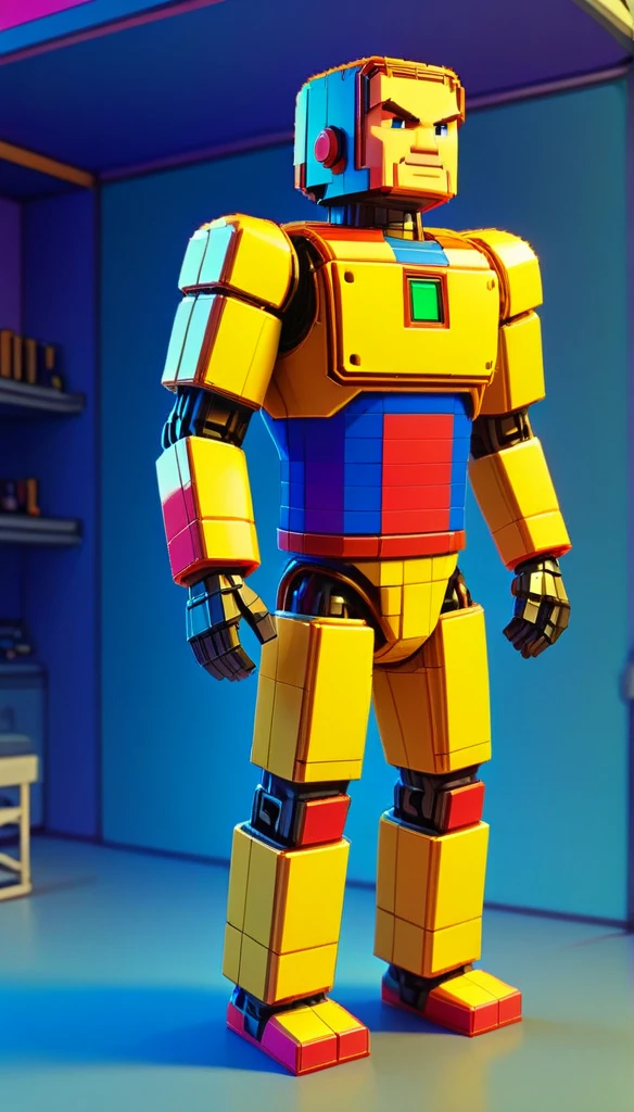 NESVoxelStyle man, tall, all body, colored, voxel, sci-fi, (retro game:0.5), (video game:0.5), 3D shape, 3D style, yellow, full quality, 2048