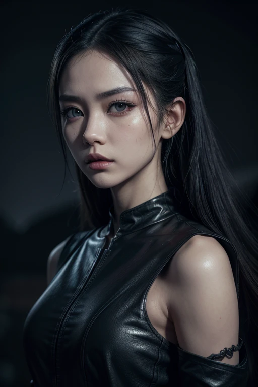 Dirty Dungeon, Steel Dress, Crying face, shy, (Wet and dirty extra long hair), Slave, Detained, Chained, Dirty white tank top