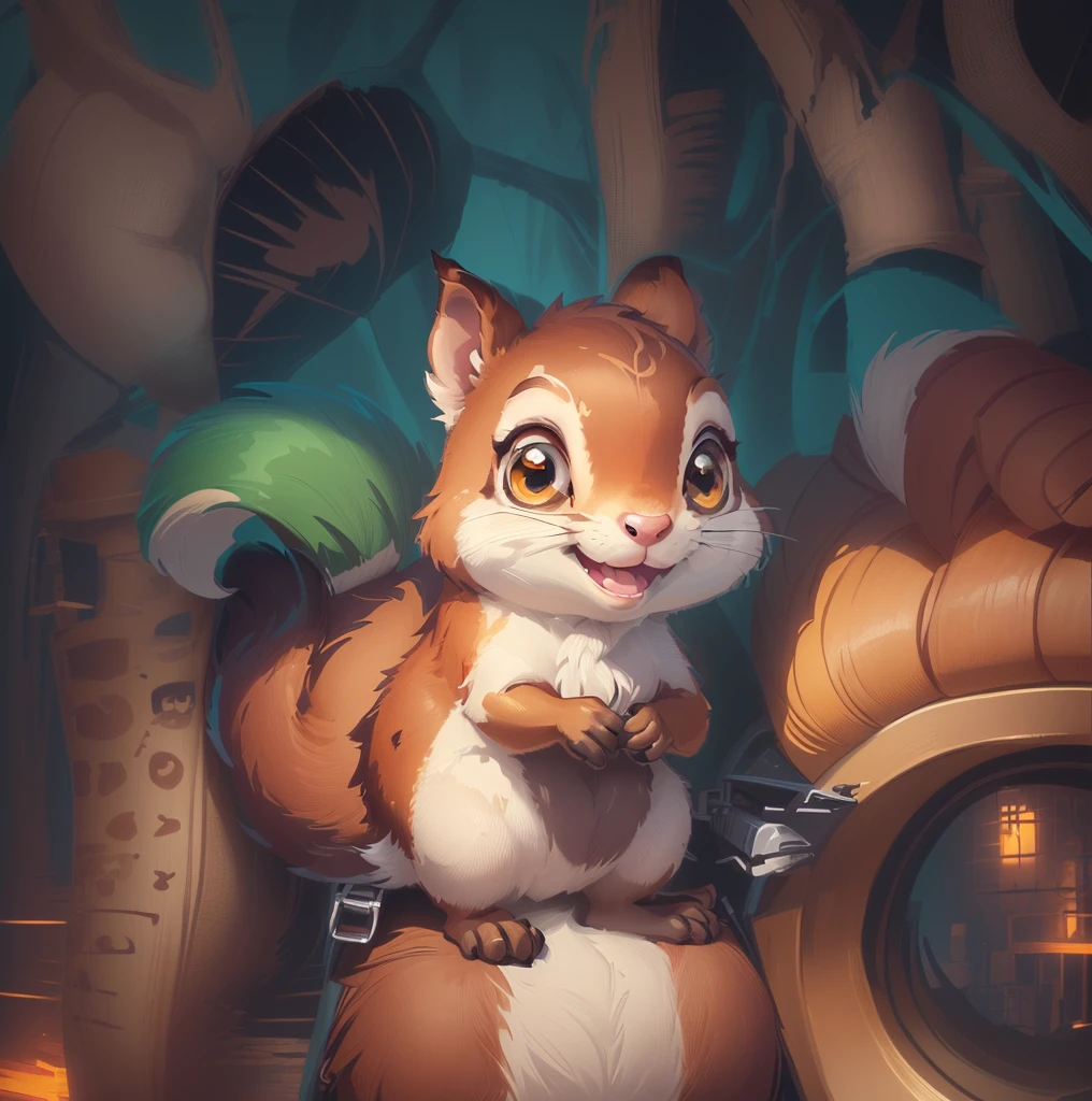 cartoon squirrel with a big smile on its face, squirrel, cute forest creature, “portrait of a cartoon animal, cartoon illustration, bushy tail, cute cartoon character, the squirrel king, cartoon style illustration, adorable digital painting, cartoon shading, by Marten Post, tufty whiskers, amazing, cel shaded vector art, cute digital art, cute detailed digital art