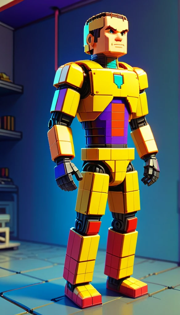 NESVoxelStyle man, tall, all body, colored, voxel, sci-fi, (retro game:0.5), (video game:0.5), 3D shape, 3D style, yellow, full quality, 2048