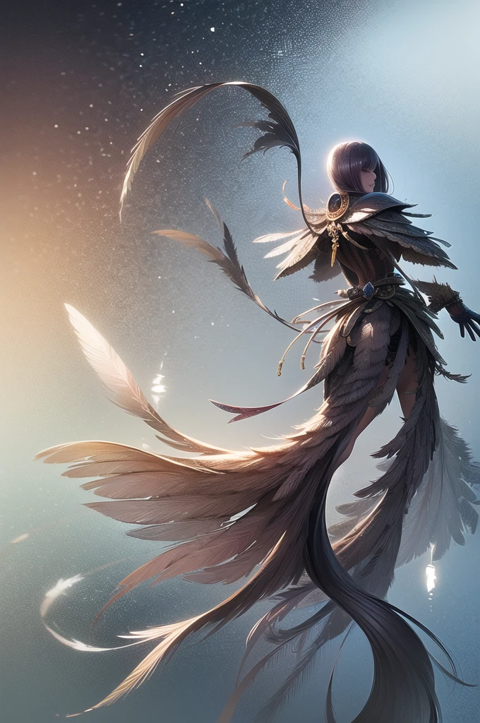 A high resolution, reflection, fracture:1.4 super detailed:1.0 (illustration, drawing lines), masterpiece, shaman, man, semirealism, The Spirit Behind Your Back, feathers, world of warcraft, Posoh