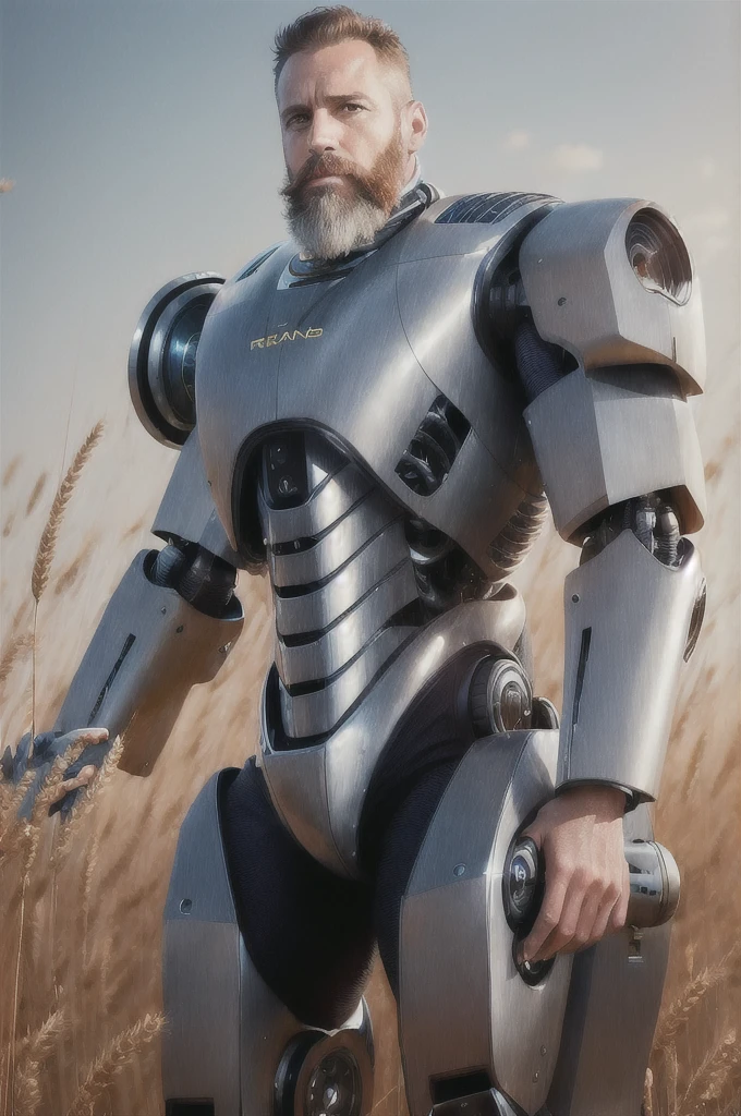 (reelmech: 1.5), CEO portrait photo of a 45 year old man with a big beard, in a luxurious office, cyborg body, in a wheat field (Artwork: 1.2) (photorealistic: 1.2) (bokeh) (best quality) (detailed skin) (complex) (8K) (hdr) (cinematic lighting) (sharp focus) (clutter: 1.2)