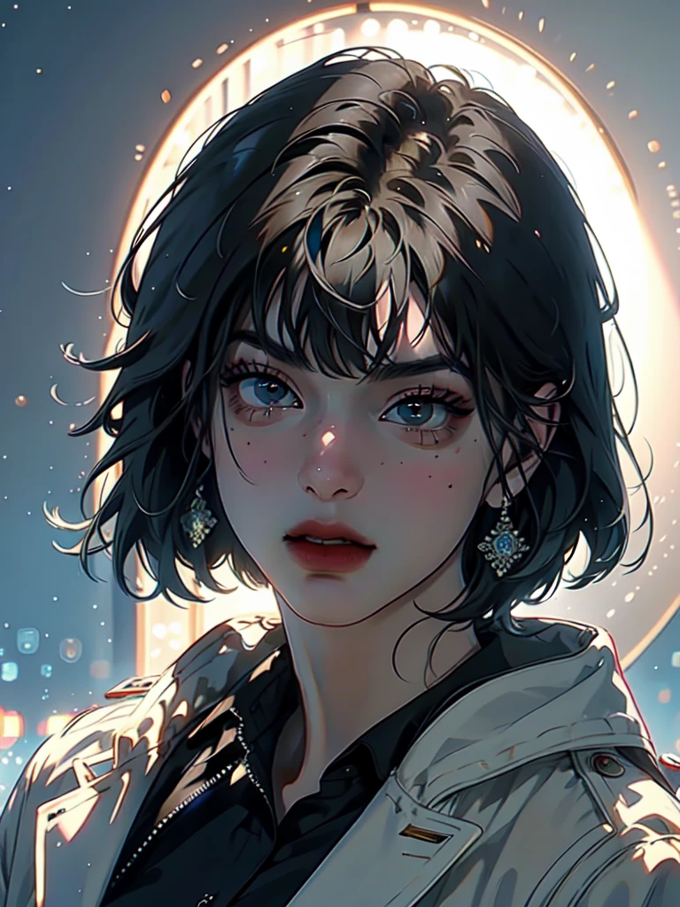 (masterpiece, best quality:1.2), intricate details, han sooyoung, 1girl, beautiful detailed eyes, beautiful detailed lips, extremely detailed face and eyes, long eyelashes, bangs, white coat, black shirt, long sleeves, photorealistic, studio lighting, ultra-fine painting, sharp focus, physically-based rendering, professional, vivid colors, bokeh