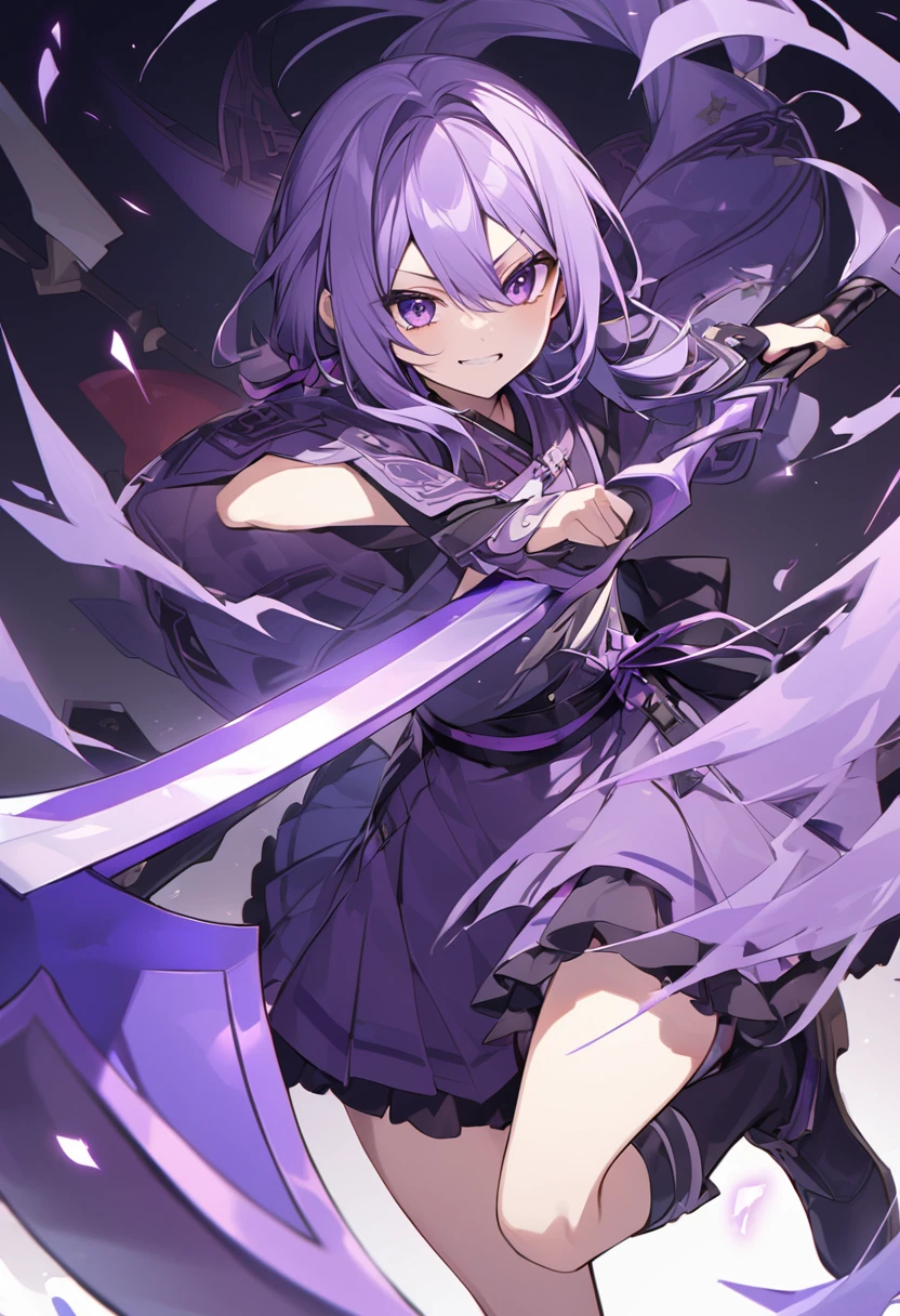 Keito。Purple Eyes。Purple Hair。Purple big axe