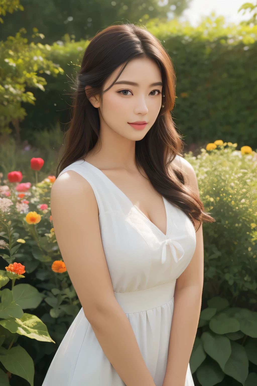 Realistic , Beautiful Female ,garden