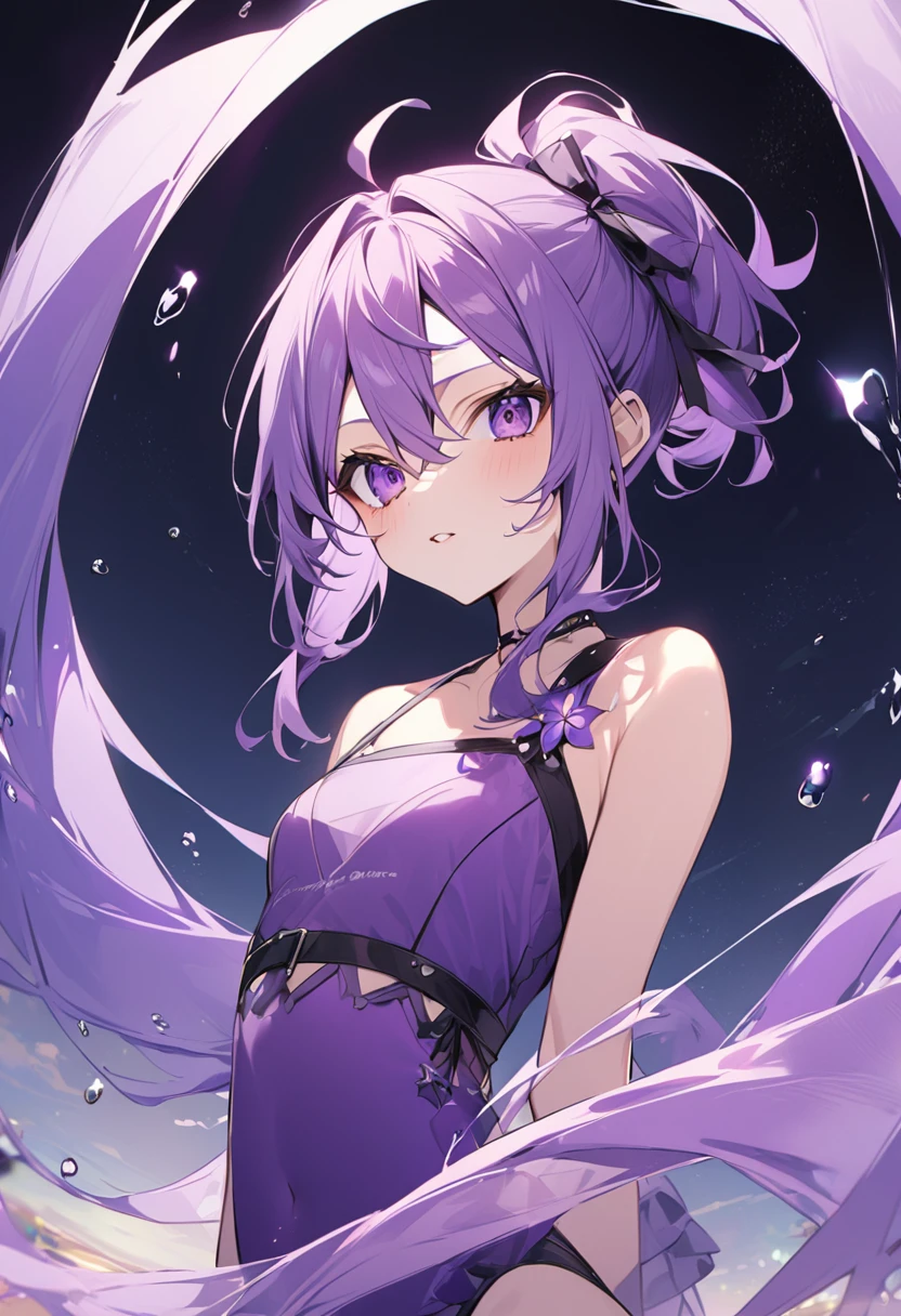Cute girl with beautiful purple hair wearing a flowing Zario skirt.