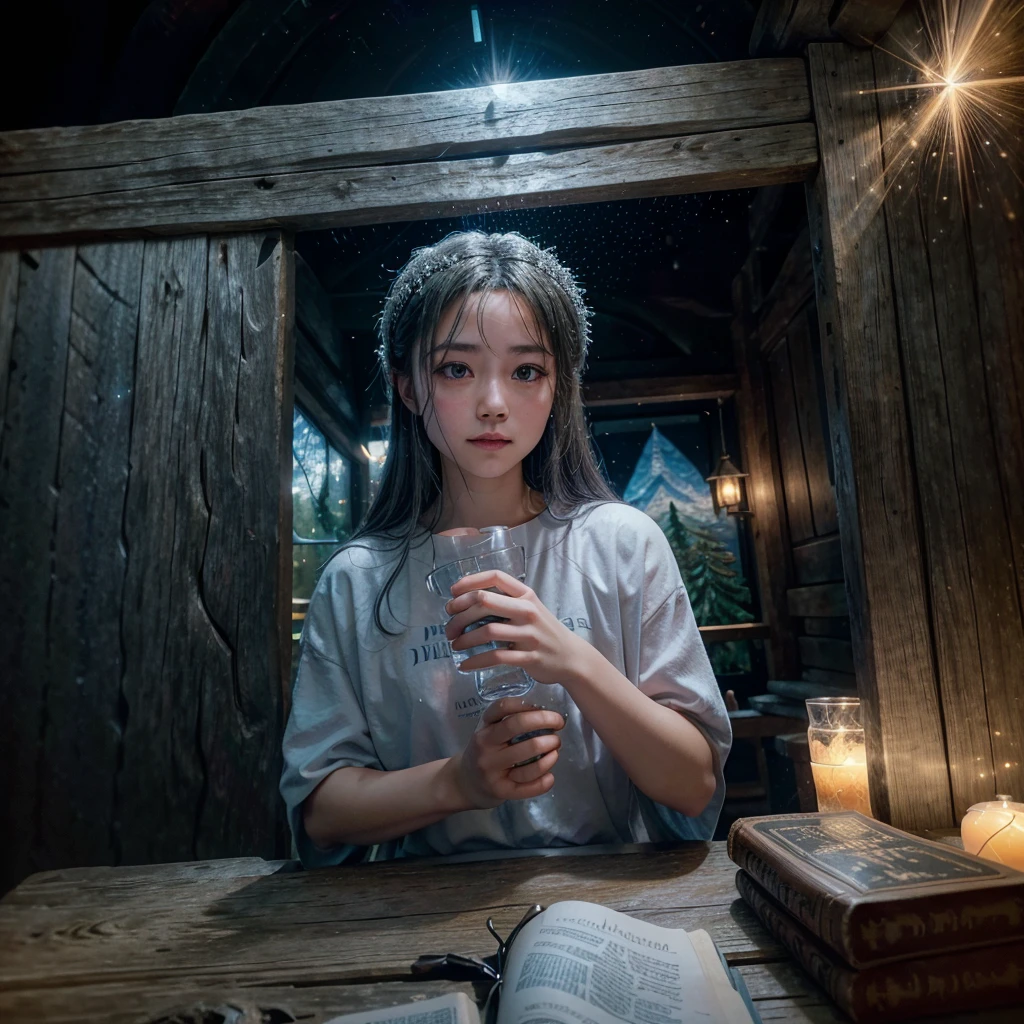 glass of water next to a bible ready for a prayer on a table indoors. a beautiful image illuminated with a burst of light and silver particles that fall like a celestial glow
((masterpiece)), ((best quality)), ((detailed)), Astounding, (Phenomenal), Extraordinary, Landscape, Mountain, Range, Summit, Photograph, Picture, Snapshot, Back light, Highlight hair, Accentuate hair, shot with {Sony A7R IV with Sony FE 85mm f-1.4 GM}, Shallow depth of field
