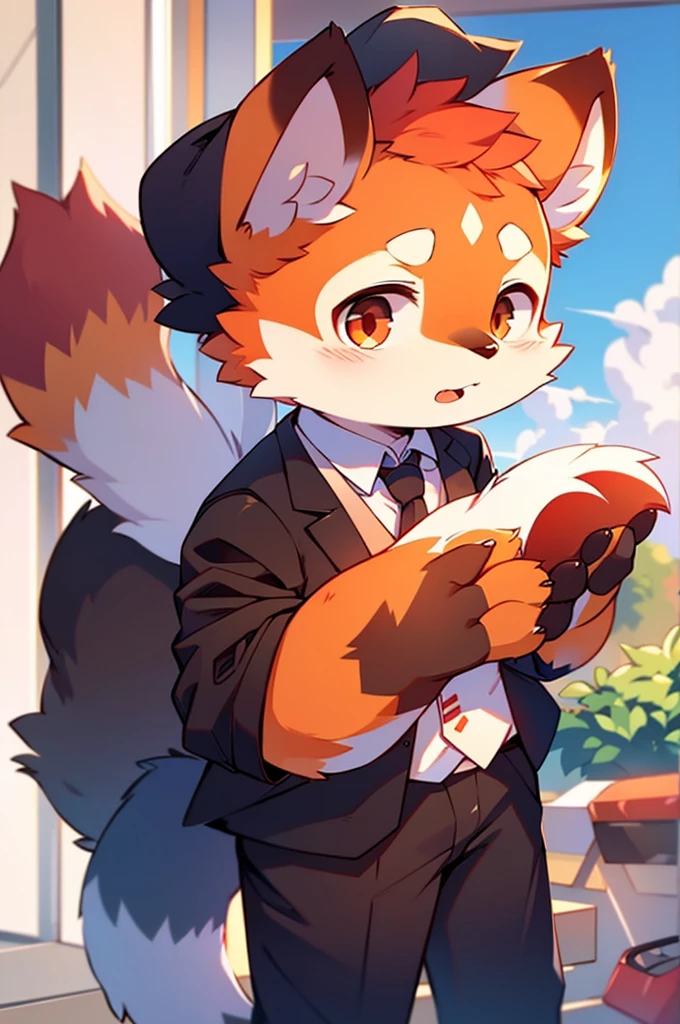Male Red Panda,Appeared in a suit!One person