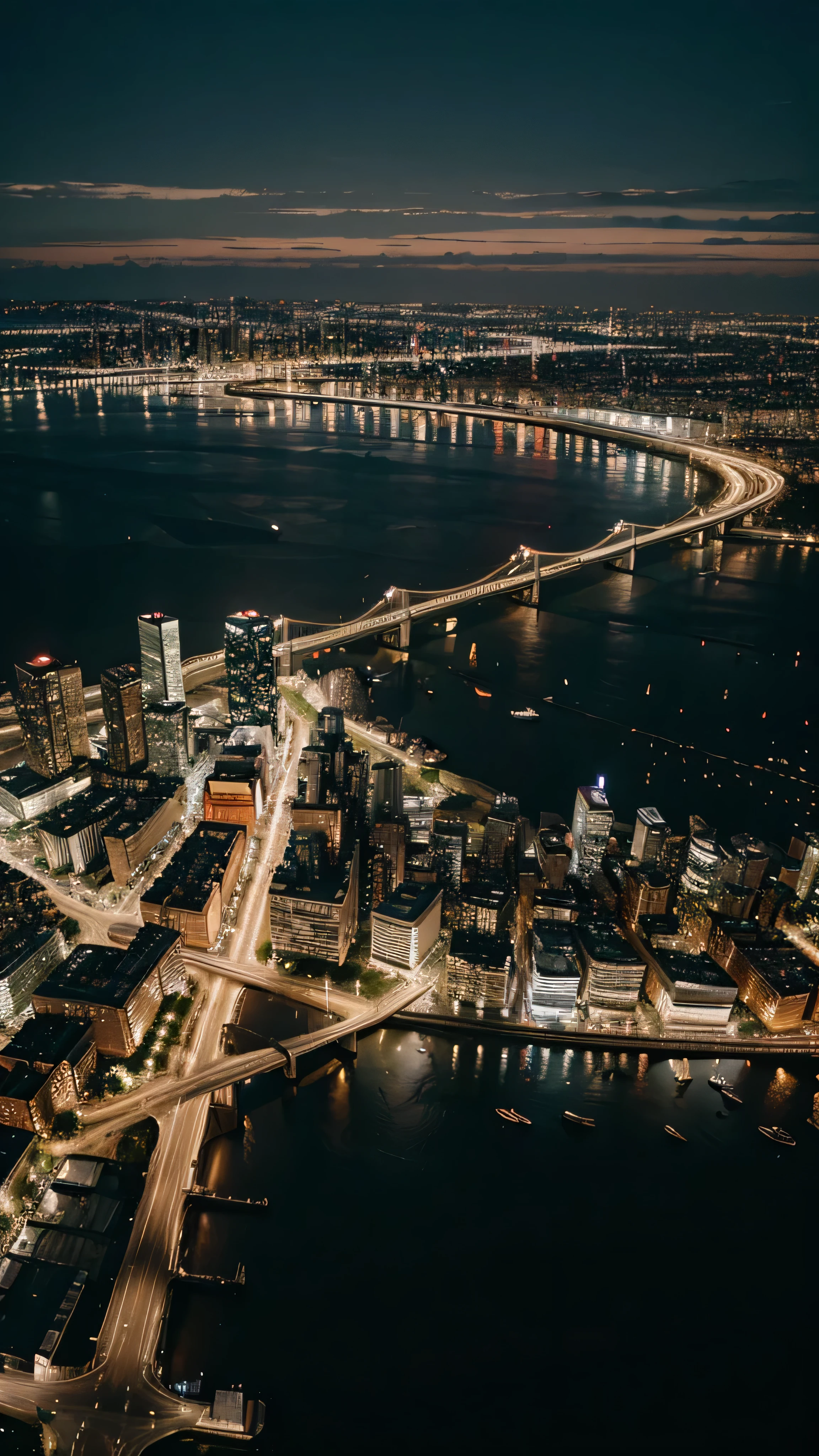 City seen from above at night