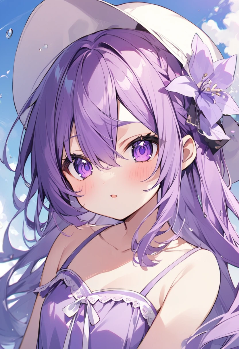 Keito。Purple Eyes。Purple Hair。Purple Swimsuit
