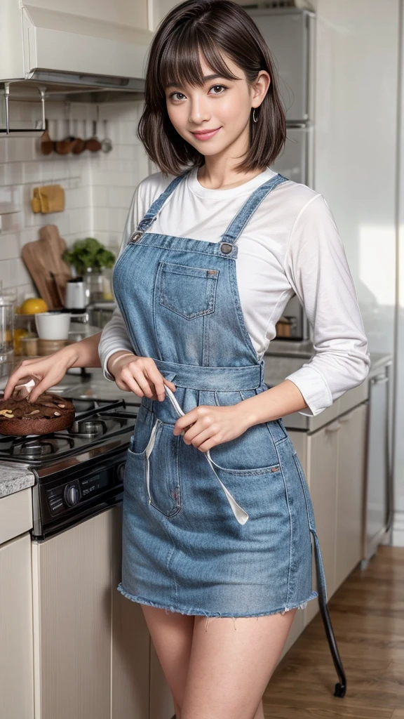 Browsing Caution:1.1、Active women, smile、Age: 40 years old, Mature Woman, Bake cookies in a sunny kitchen, Surrounded by flour, Stir the bowl、Huge breasts 、short hair、Black-haired、Wearing a white apron、Long Sleeve T-Shirt、((Tight clothing))、(blunt bangs)