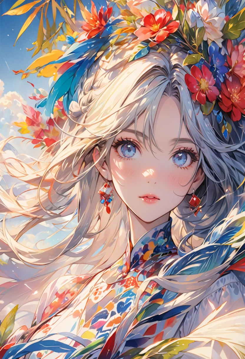 (masterpiece,Top,,Official Art,Beautiful Beauty:1.2),(1girl:1.3),Extremely detailed,Colorful,The most detailed,(Watercolor:1.3),Optical Hybrid,Playful pattern,Lively texture,Rich colors,Unique visual effects