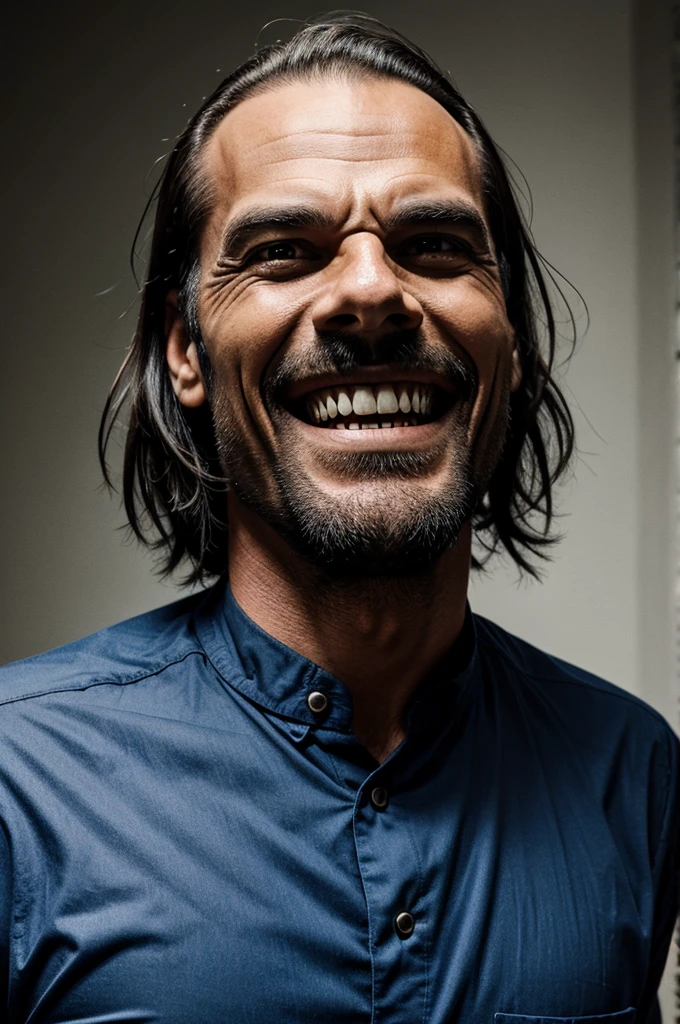 Scary man with weird smile