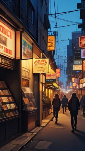 on a night in a large metropolis, young people beating an elderly person comic book illustration