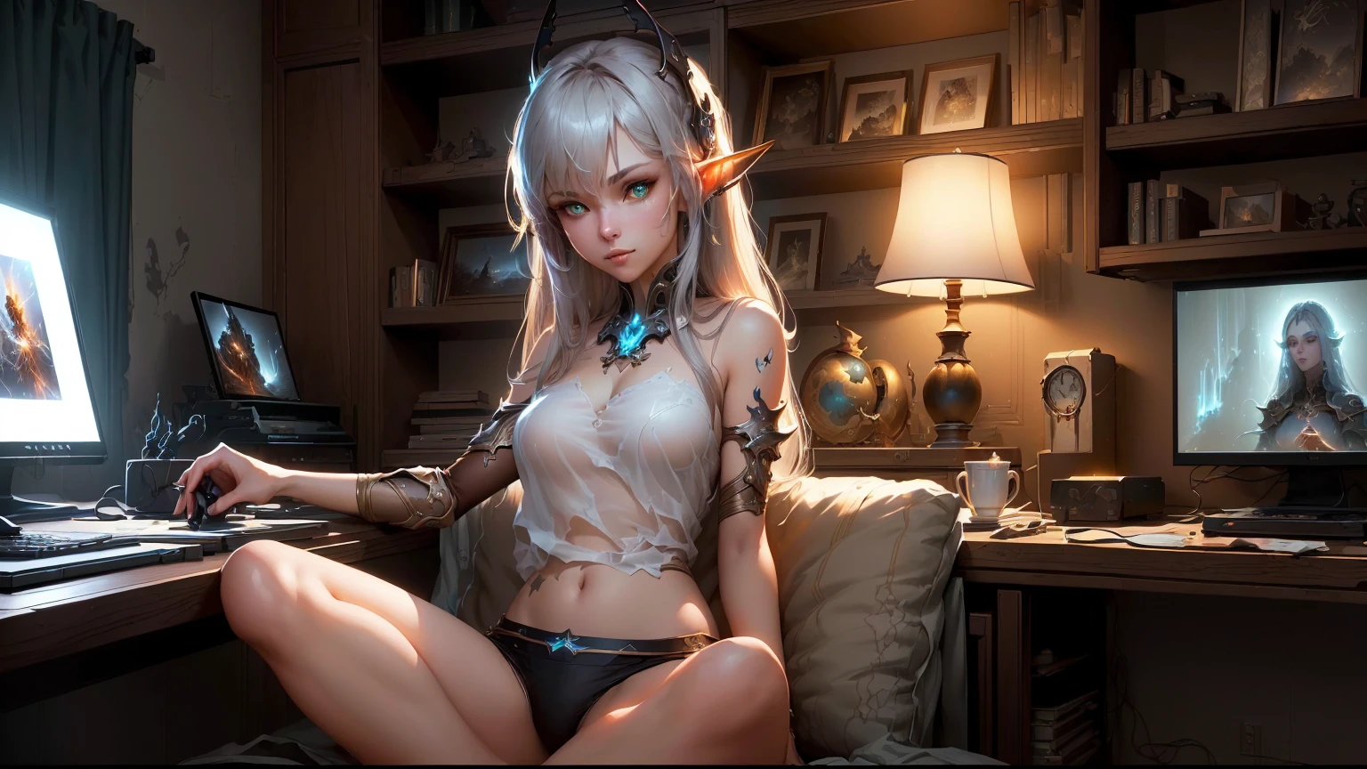 masterpiece, best quality, (extremely detailed CG unity 8k wallpaper), (best quality), (best illustration), (best shadow), absurdres, realistic lighting, (Abyss), beautiful detailed glow, art by PeterMohrBacher,
