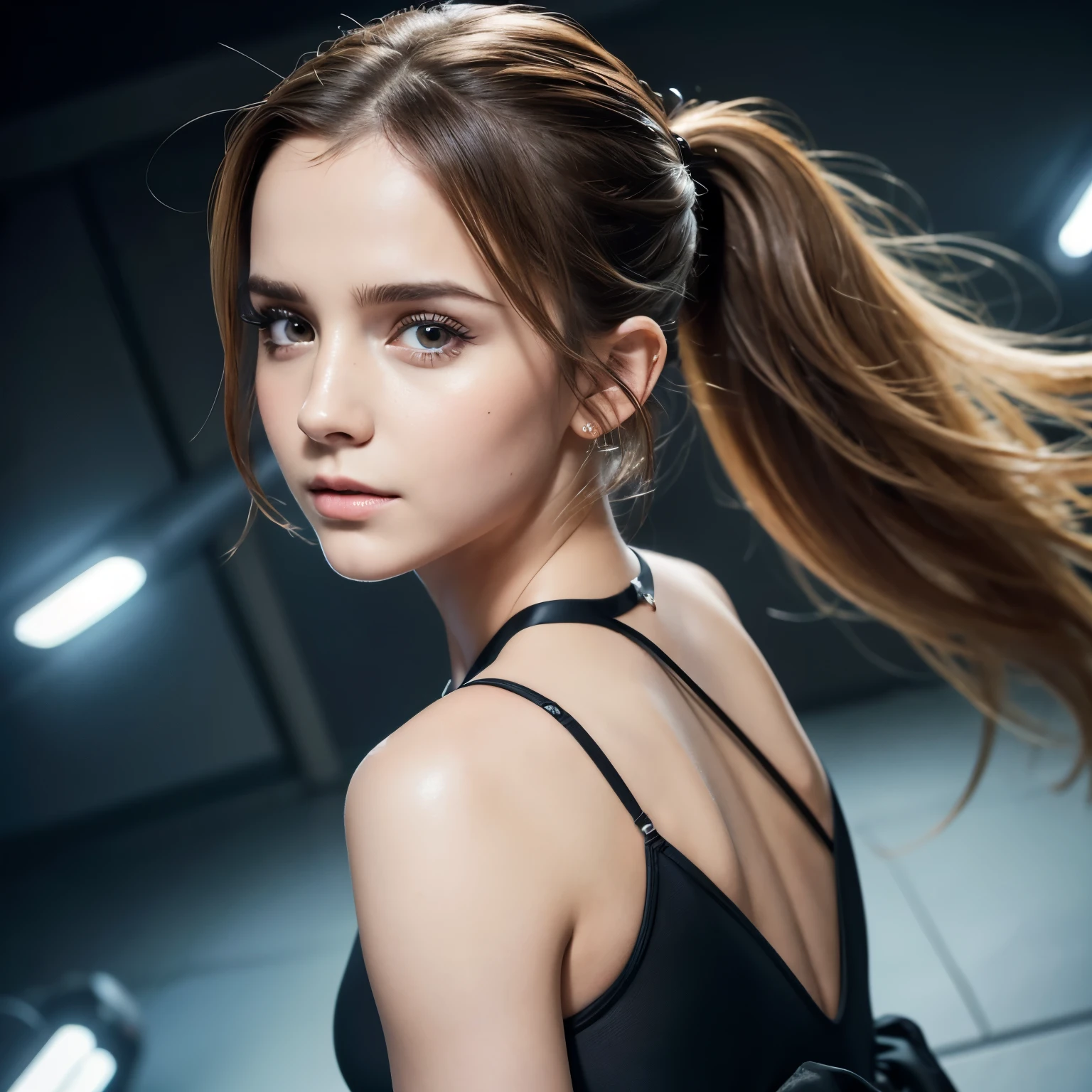 Close-up of a woman with a ponytail and a black dress, Emma Watson wearing fancy fish, Emma Watson, photo of Emma Watson in swimsuit, Emma Watson wearing a swimsuit, Emma!! Watson!!, photo of Emma Watson, of Emma Watson, Emma Watson as driada, face of Emma Watson, Emma Watson as blond aphrodite, clear portrait of Emma Watson, {{{{{{{(masterpiece, .CGI:1.4),(8K raw photo, best quality, masterpiece:1.2) super detailed official art,photorealistic:1.37, (outstanding, professional),masterpiece,best quality,ultra detailed,highres,high-resolution,4K,4Kportrait,8K,8Kportrait,unity8Kwallpaper,extremely detailed CG,realistic,RAW photo,real person,portrait photography,photorealistic,shiny skin,detailed skin,(((dynamic angle full body
and dynamic angle wide shot
and dynamic angle close-up
and dynamic angle upper body
and dynamic angle from above
and dynamic angle from behind
and dynamic angle from below
))),{{{{supermodel }}}},{{{{Photorealistic:1.4}}}}, beautiful detailed, highly detailed eyes and face, beautiful detailed eyes, ridiculous, incredibly ridiculous, super detailed, high resolution, highly detailed, top quality, masterpiece, illustration, highly detailed, CG, unified, 8K wallpaper, amazing, fine detail, masterpiece, top quality, highly detailed CG unified 8K wallpaper, face light, movie lighting,surrealistic female portrait, magic lights, 32K resolution, action poses, realistic photography, dynamic lighting, art station, volume lighting, highly detailed face, awarded, shadows}}}}}}}