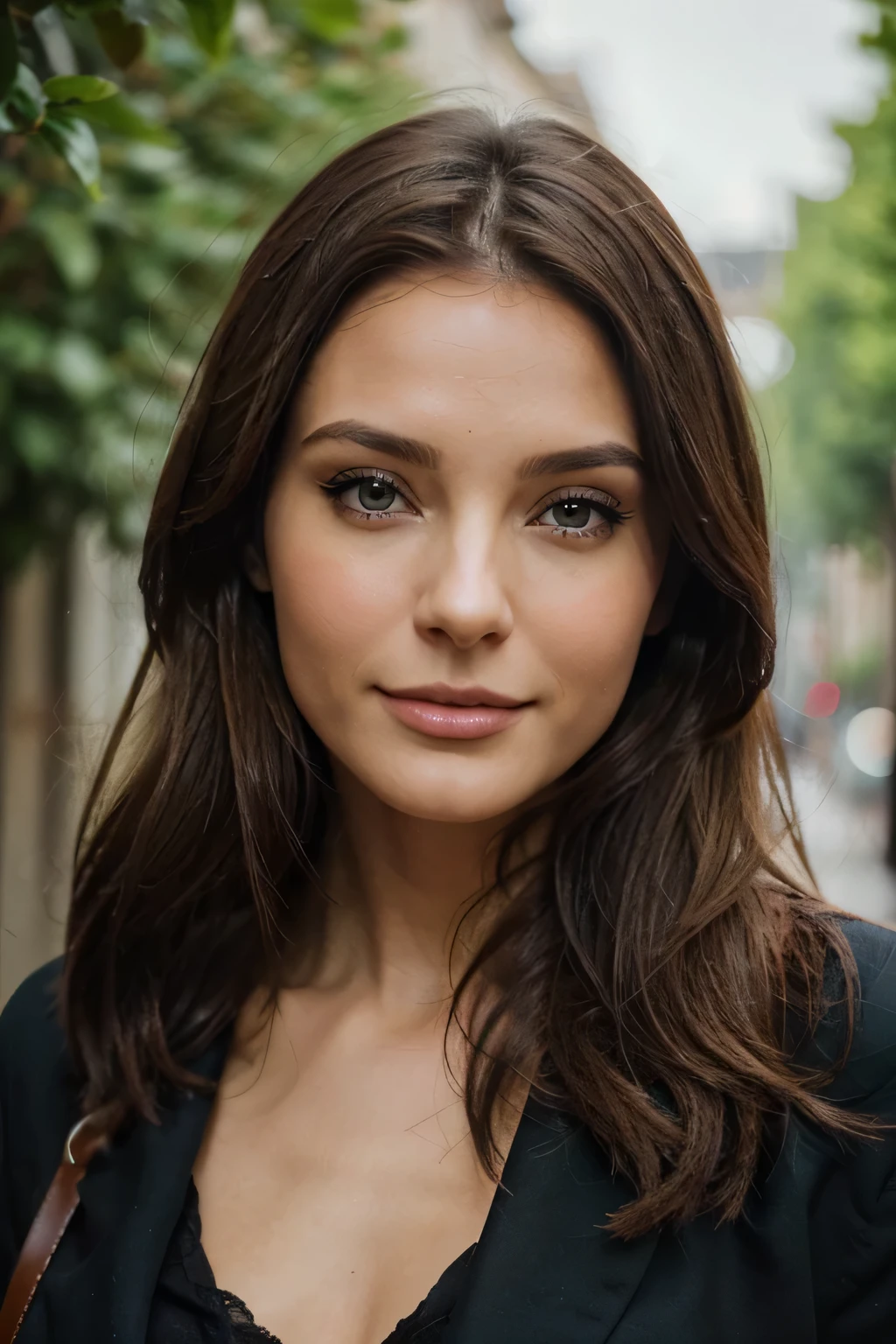 créer un visage humain réaliste d'une jolie brune aux yeux verts