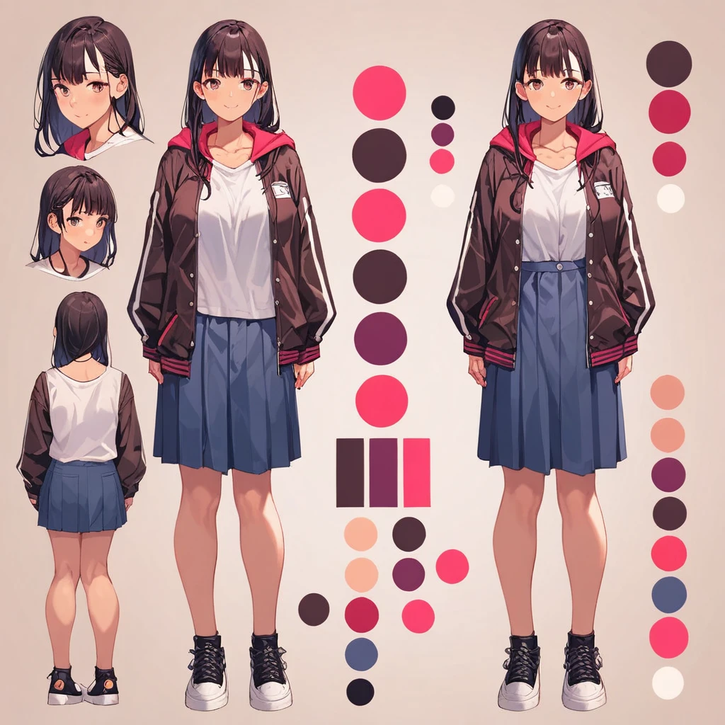score_9, score_8_up, score_7_up, score_6_up, score_5_up, score_4_up, BREAK source_anime, 1girl, hair black, plum, Creative design, full body, Reference sheet, Character sheet