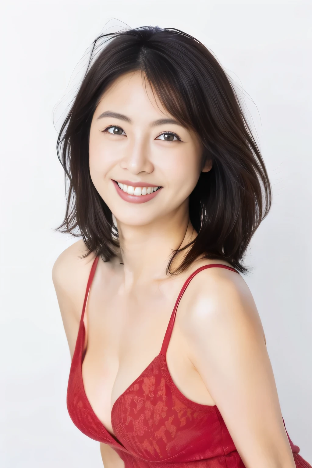 (Highest quality,8K,masterpiece,High resolution!),
Naked Japan models,Large Breasts、Big Ass、E cup breasts、
Amorous,smile、いsmile、
Red tiny bikini,40 years old、((gray plain background))、Natural Makeup、Japanese、Black Hair、Dark Eyes、((gray plain background))、Smiling eyes