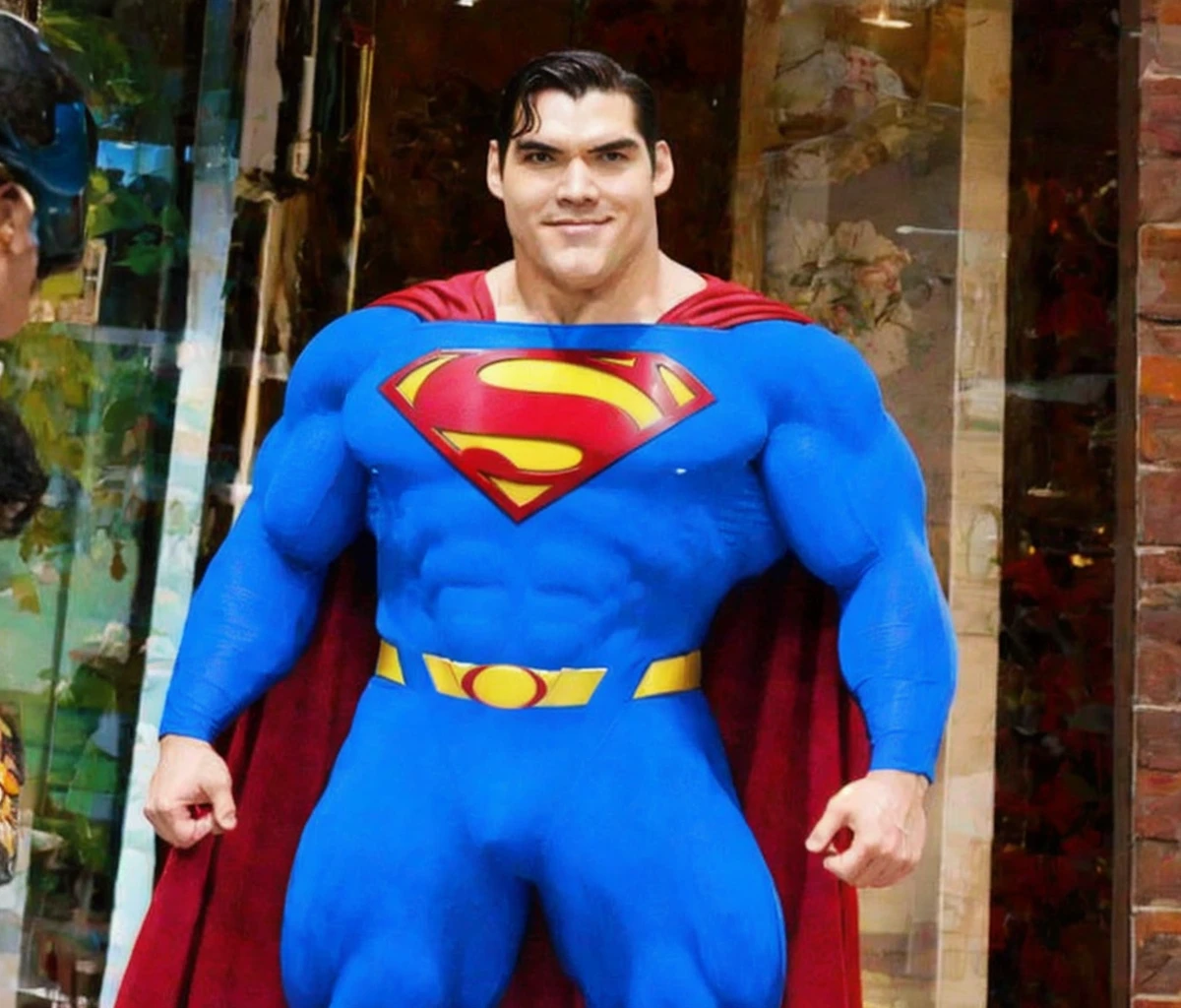 (masterpiece, best quality:1.2), 1man, solo. big muscle body type. superhero dc. superman
