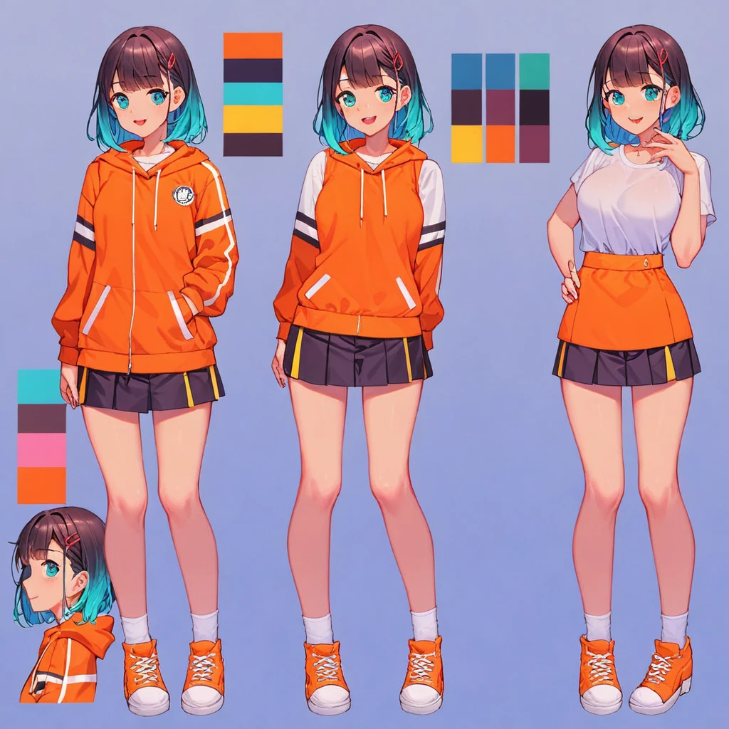 score_9, score_8_up, score_7_up, score_6_up, score_5_up, score_4_up, BREAK source_anime, 1girl, Gradient hair black, plum, Creative design, full body, Reference sheet, Character sheet