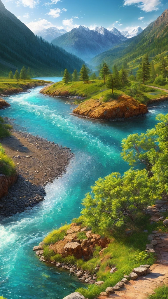 landscape,water,(extremely detailed CG unity 8k wallpaper), most beautiful artwork in the world,professional majestic oil painting,intricate, High Detail, Sharp focus, dramatic, photorealistic painting art