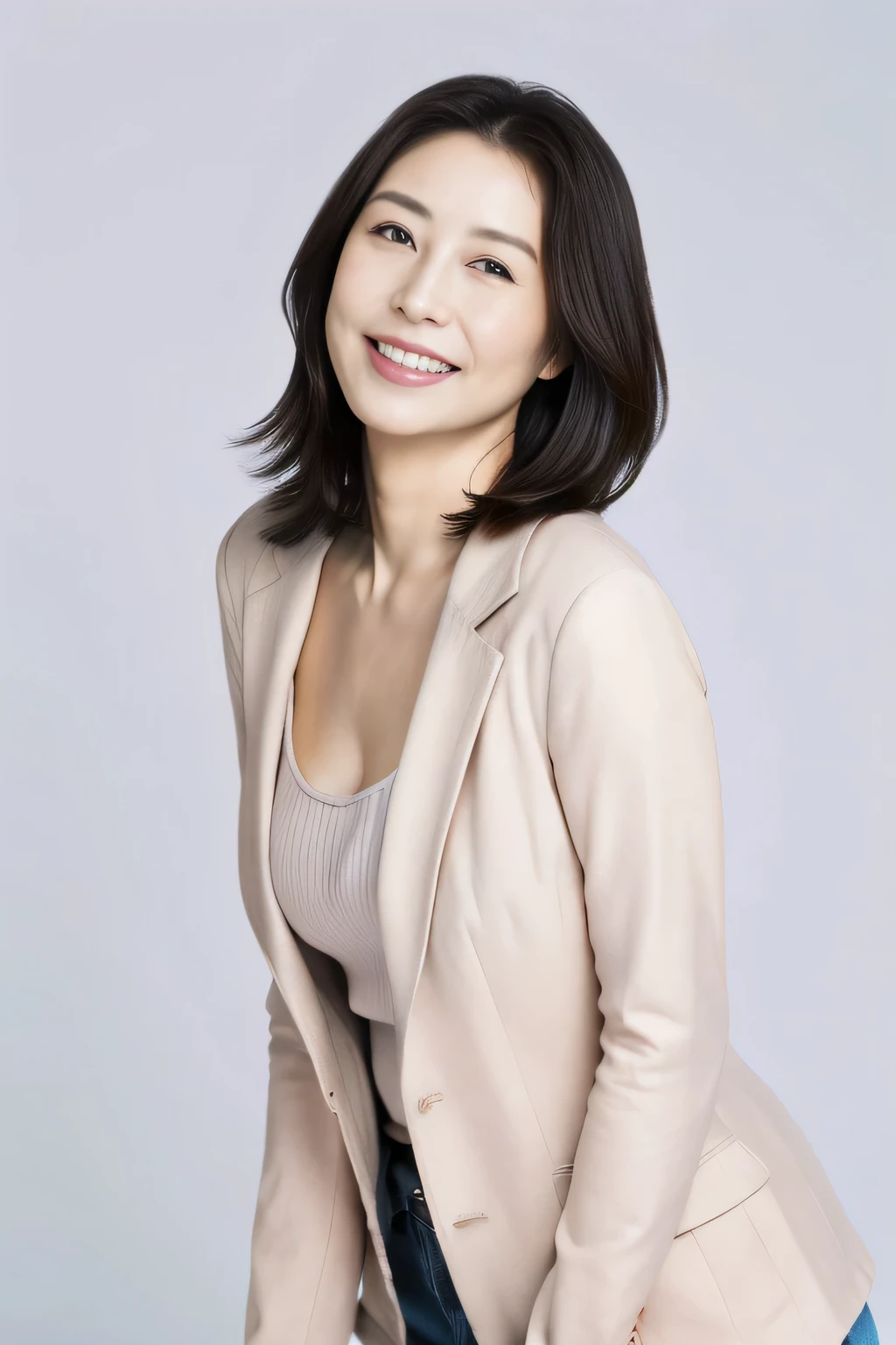 (Highest quality,8K,masterpiece,High resolution!),
Naked Japan models,Large Breasts、Big Ass、E cup breasts、
Amorous,smile、いsmile、
Red little bra,40 years old、((gray plain background))、Natural Makeup、Japanese、Black Hair、Dark Eyes、((gray plain background))、Smiling eyes、Put on a coat、Wear hot pants