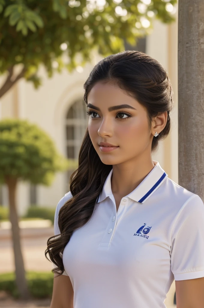 Design a polo shirt with a shirt collar that is elegant for a quinceanera event, with the auka events logo
