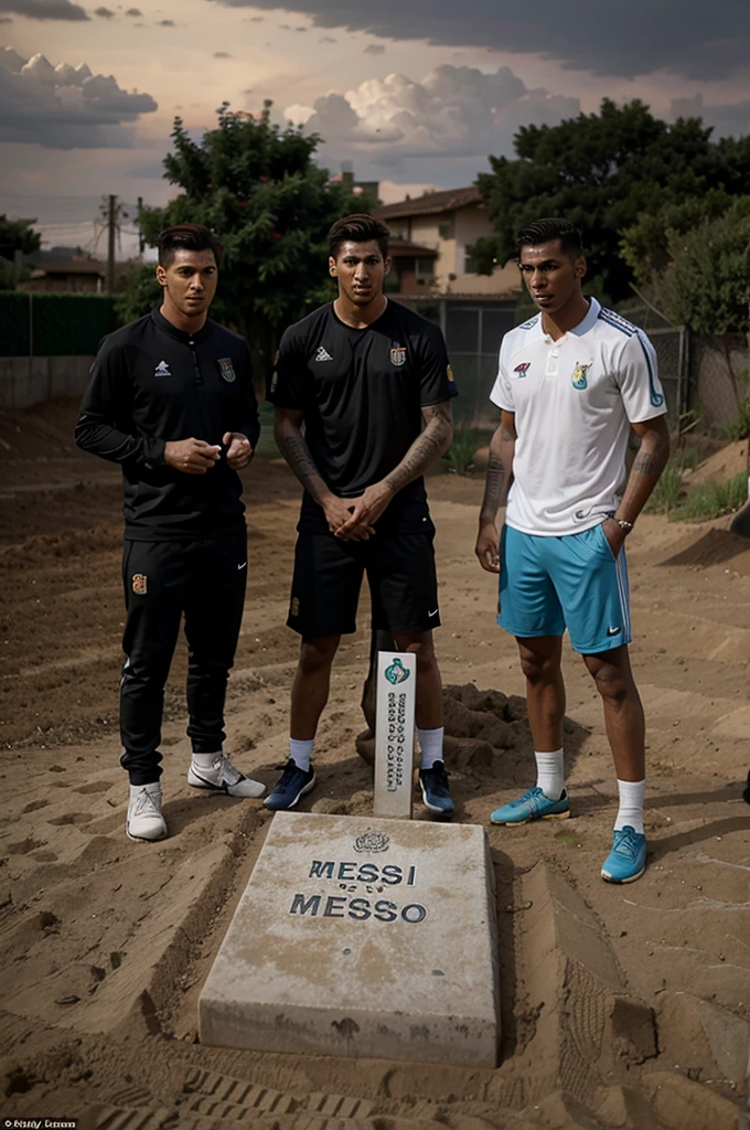 Messi, Suarez and Messi, Balotelli and Ronaldo are smoking and digging their  Grave