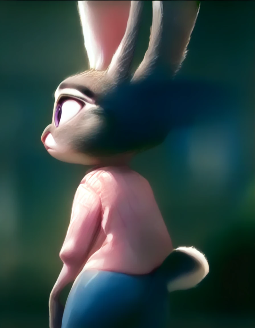 score_9, score_8_up, score_7_up, score_6_up, source_furry, judyhopps confused, dark, night, backlighting, solo, pink shirt, jeans, arms at sides, front view, portrait nsfw