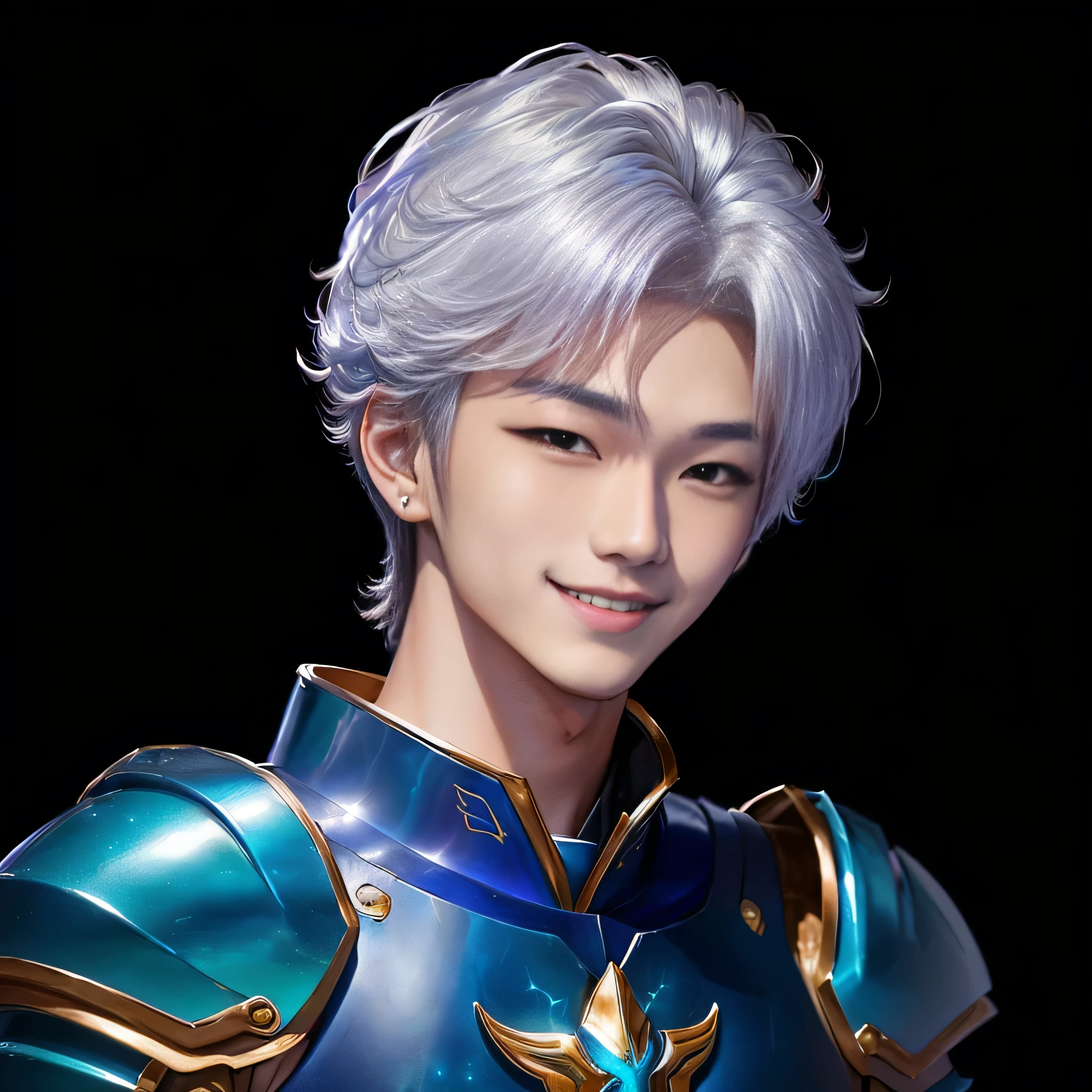 (((Hyper realistic full body image!!!))), (((Full body image from feet to head of young single Korean man 22 years old very handsome, the most beautiful man in the world!!, hair is red, his skin is very white, brown eyes, muscle body!!, closed, strong arms!!, he is tall he is 1.86 meters high, anime styling, astro de k-pop, inspired by Moonbin from Kpop group Astro!!))),((he is smiling)), (((he is wearing sea god armor!!! Silver and blue armor of the sea god!!! non-anime inspired armor Saint Seiya!!!)))