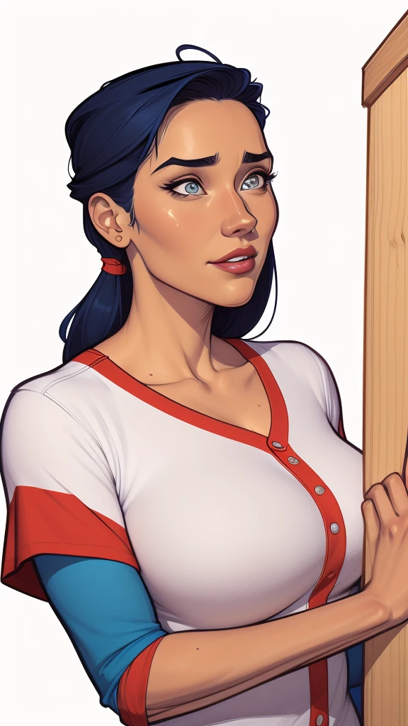 Female characters Jennifer Connelly baseball game cast 2 women Brazilian actress girls (evil sadomasochists) animadas:1.2), mulher Imagem de desenho animadas de uma mulher , sensual clothes , super cute girl, cartoon style illustration, estilo de arte dos desenhos animadass, estilo de arte dos desenhos animadass, digital illustration style, highly detailed character design, cute detailed digital art, City fan art, portrait character design, beautiful digital illustration, high-quality portrait, comic book art, character design portrait, white background Buso without clothes and medium breasts wearing carpentry clothes