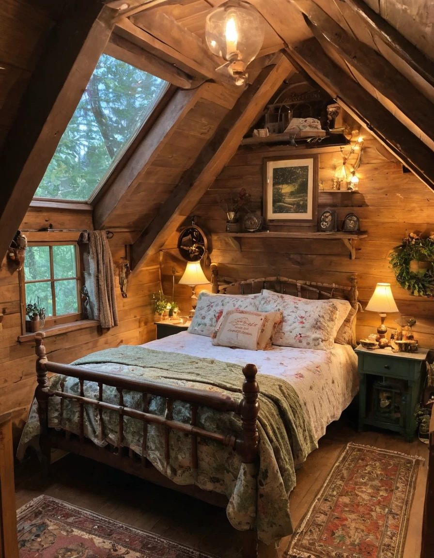 bedroom with room, cozy room, cozy treehouse bedroom, small bedroom, cozy place, cozy bed, cottagecore hippie, thomas kinkade. cute cozy room, in an attic, cottagecore, cozy and peaceful atmosphere, pleasant cozy atmosphere, cottagecore!!, cabin in the woods