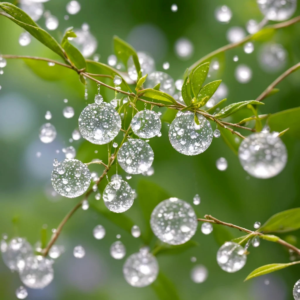 a close up of a plant with water droplets on it, bokeh. iridescent accents, very ethereal, ethereal!!!!!!!, lovely bokeh, incredibly ethereal, ethereal!!!, glittering and soft, . ethereal lights, ethereal beauty, dewdrops, very magical and dreamy, bokeh intricate details, beautiful flowers and crystals, extremely beautiful and ethereal
