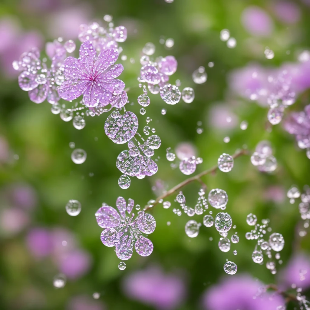 a close up of a plant with water droplets on it, bokeh. iridescent accents, very ethereal, ethereal!!!!!!!, lovely bokeh, incredibly ethereal, ethereal!!!, glittering and soft, . ethereal lights, ethereal beauty, dewdrops, very magical and dreamy, bokeh intricate details, beautiful flowers and crystals, extremely beautiful and ethereal