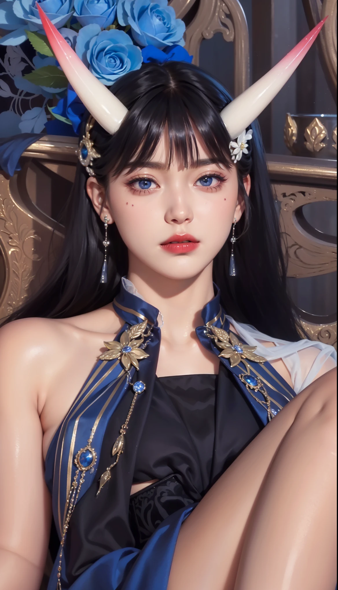 Royal sisters,Exquisite eyes,Frozen queen,Put the crown on your head,Detailed facial expressions body,tall and big,Glamorous characters,Leg length,4K,HD,The look,White translucent lace,白皙Full figure,Little cherry mouth,Beautiful and lovely,Full figure,Glossy Gel Coat,Vampire Queen in luxurious gown,Have a tattoo(Intricate tattoo designs),The tattoo is very three-dimensional,Ice Princess,Rich facial details,Eyes are blue(Pupils as deep as the starry sky),Gorgeous silk(Silky reflective),Wear dark red lipstick,Gorgeous clothing