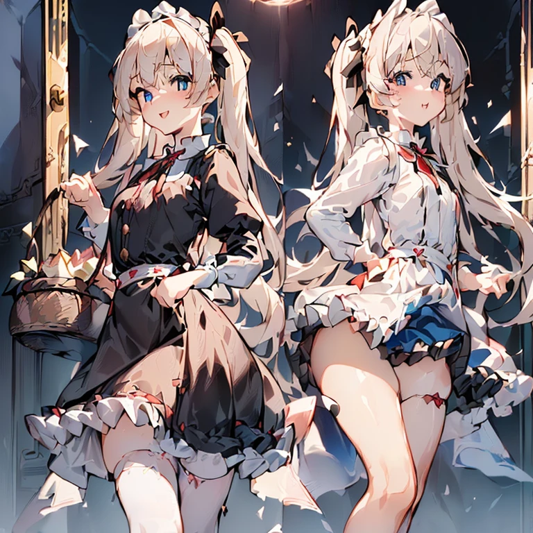 (perky chest:1.2), (pointed chest:1.2),(((Black Tunic:1.3))),(((cakes and bread in the basket),Cute and beautiful girl,Cute round face,Cute smile,with blush cheeks,Red Lip,a girl 22 years old, nsfw:1.2, beautiful body:1.3), shinny skin, BREAK, ((alice in the wonderland:1.3, cute, kawaii, lovely, funny, a girl falling down from sky:1.3, girl flying in sky:1.2, girl floating in air:1.3, rolling upskirt by wind:1.5, (with sparkling eyes and a contagious smile),open mouth, Looking at Viewer, surprised, putting hands on crotch over the skirts:1.35)), BREAK, ((floating things as follows:1.3, PlayingCards, Trump, tea cup, tea pot, tea spoons, pocket watch:1.3, lip sticks, candies:1.2, cookies, jam bottles, classical door_keys)), ((long purply_Blue dress :1.5, wearing long flaired skirt:1.3, the skirt is blowing:1.3, cute White Apron, black stockingedium long platinum-blonde hair:1.2, twin tail hair:1.6, tied hair with a large ribbon), (Blue eyes, bright pupils with highlights, detailed eyes), (lying down on your back:0.7, spreading legs with rising up straight:0.7), sexy posture, fantastic colorful art, (fantasy art:1.2, wondered images), ((correct anatomy:1.5, perfect anatomy:1.3, correct hand, small foot:1.2)),
