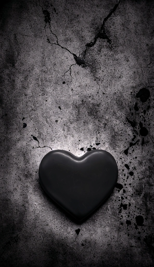 A dark black heart symbol, in the dark, scratched, injured and bleeding, looks realistic, professional photography, dim lighting, best work