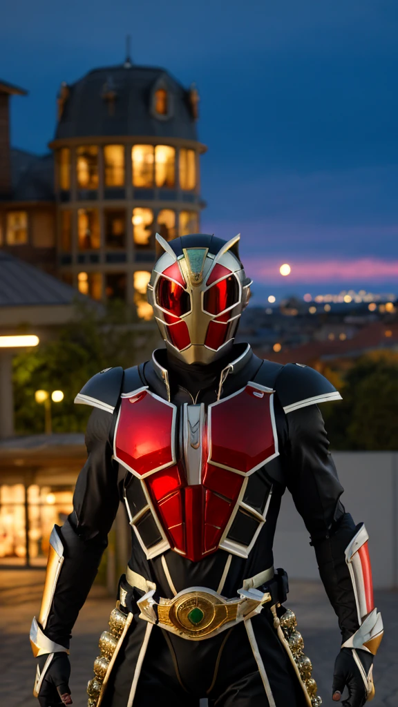 kamen rider wizard。ファンタジー風の全身鎧を身にまとったwoman, Only the eyes were exposed、A fully enclosed helmet designed to resemble a crown, Composite Layered Chest Plate, Fully covered shoulder and hand guards, Lightweight waist armor, Close-fitting shin guards, The overall design is sturdy yet flexible, ((The armor emits a blue light., Accented with black and green accents)), Gives off a noble aura, She is floating above the city of the future, This character is、It embodies a hero wearing fantasy surreal style armor elaborately crafted in anime style.。, Exquisite and mature cartoon art style, (Bat Concept Armor, Realistic:1.4, Realistic textured materials:1.2, Professional photos, Cinematic), ((City night view, element, energy, elegant, goddess, woman:1.5)), metallic, High resolution, Highest quality, High resolution, Super detailed, Ultra-fine painting, Very delicate, Anatomically correct, Symmetrical face, Highly detailed eyes and face, High quality eyes, creativity, RAW Photos, 超High resolution, 32k, Natural light, Cinematic lighting, masterpiece-anatomy-perfect, masterpiece:1.5