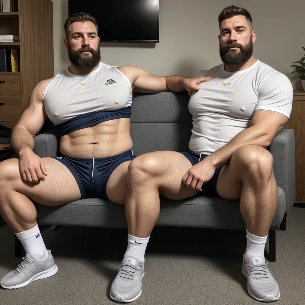 Very Realistic High Best Quality, real detailed, real sexy handsome muscle bear dilf, real very hairy bearded, unkempt, real hairy arms and legs, real gray fur, real dilf trainer, real sneakers, real white socks, real calves, real office environment, real office desk, relaxing, real sofa, real pubis, real bulge, real daddy, very real hairy, real thick beard, real big White daddy bear man, real Proportionate body, real best legs, real neck lines, real detailed neck, real detailed face, real detailed eyes, real detailed lips, real detailed arms, real detailed legs, real detailed knees, real detailed stomach, real detailed chest, real detailed body hair, real detailed fingers, real detailed elbows, real detailed shoulders, real detailed shirt, real detailed shorts, real detailed body, real detailed hair, real detailed beard, real detailed mustache, real woolly fur, real Haircut, real football coach, real whole body, real best shoes, real high quality, real detailed sneakers, real venous , real small town dad, real professional dilf, pervert trainer, yellow team colors, team colors, very realistic surroundings