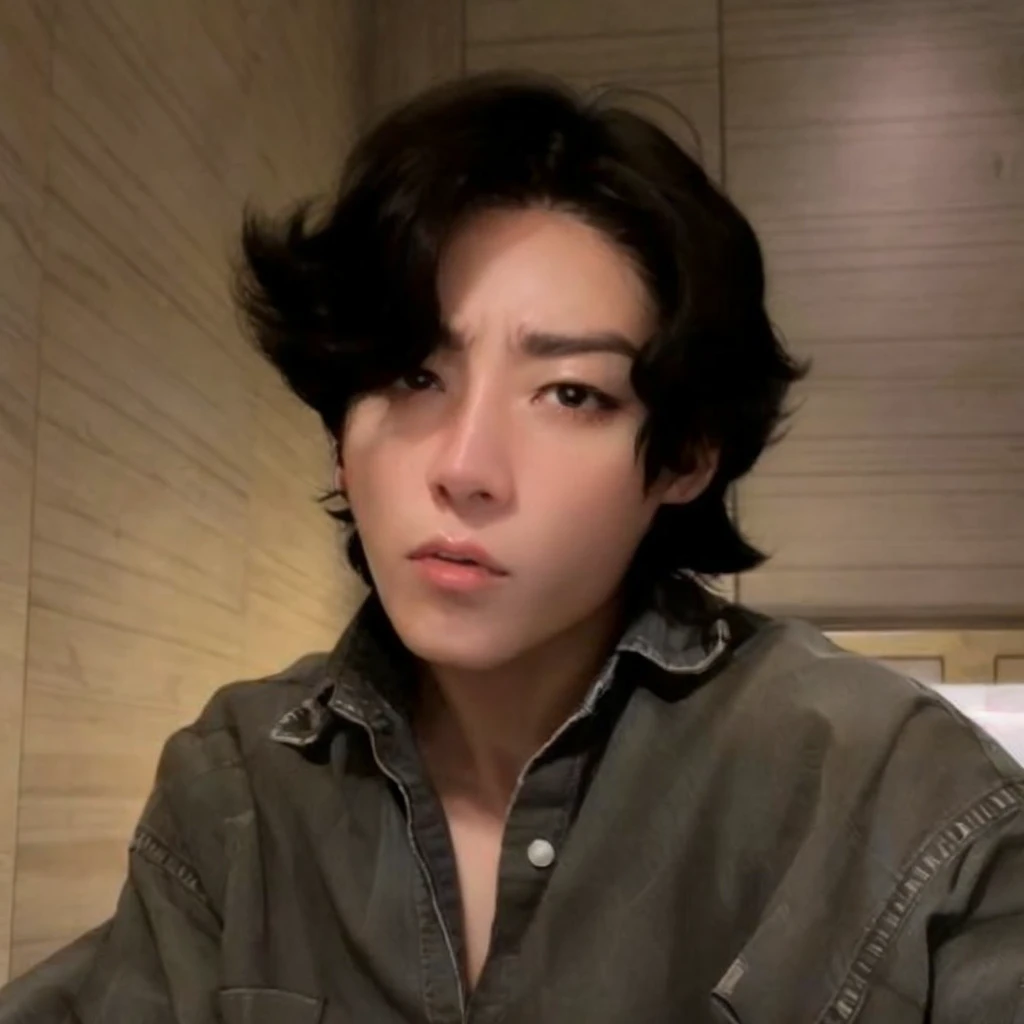 Mad expression ling black hair