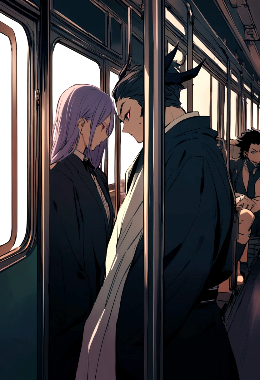 Demon slayer、Tanjiro、Muscular、on the train